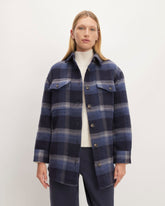 The Italian ReWool® Oversized Shirt Jacket | Navy / Shadow Plaid