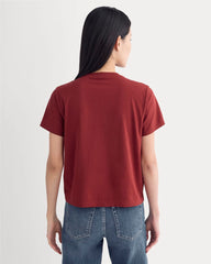 The Box-Cut Tee in Essential Cotton | Merlot | No Pocket