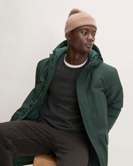The Cashmere Fine Rib Beanie | Heathered Woodsmoke