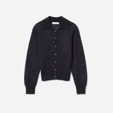The Alpaca Collared Cardigan | Heathered Black
