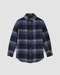 The Italian ReWool® Oversized Shirt Jacket | Navy / Shadow Plaid