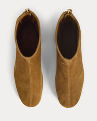 Leather Curved-Heel Boot | Dark Chocolate