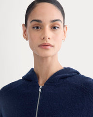 Full-Zip Hoodie in Wool Cashmere | Navy
