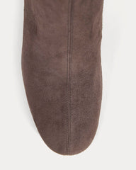 Leather Curved-Heel Boot | Dark Chocolate