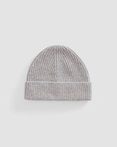 The Cashmere Fine Rib Beanie | Heathered Grey