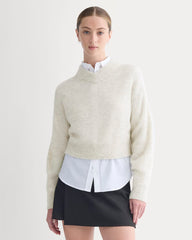 Cropped Cocoon Sweater in Alpaca | Almond