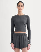 Lounge Rib Cropped Shirt | Heathered Soot