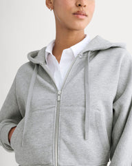Luxe Fleece Full-Zip Cropped Hoodie | Vintage Heather Grey