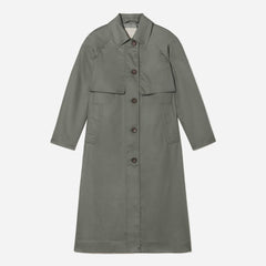 The Long Mac Coat | Pewter Green