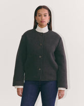 The Cocoon Coat in Wool | Heather Charcoal