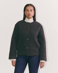 The Cocoon Coat in Wool | Heather Charcoal