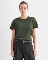 The Box-Cut Tee in Essential Cotton | Dark Green | No Pocket