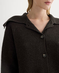 Fisherman Cardigan in Wool Cashmere | Americano Brown