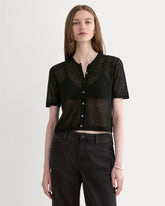 The Air Alpacaâ„¢ Short-Sleeve Cardigan | Black