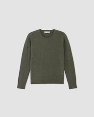 The Classic Crew in Cashmere | Heathered Army Green