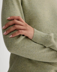 The Classic Crew in Cashmere | Light Heathered Moss