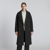 The Italian ReWool® Long Peacoat | Heathered Black