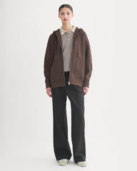 Luxe Fleece Oversized Full-Zip Hoodie | Dark Chocolate