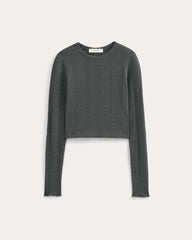 Lounge Rib Cropped Shirt | Heathered Soot