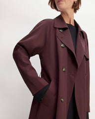 The Italian Wool Modern Trench | Burgundy