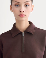 Luxe Fleece Zip Polo | Dark Chocolate