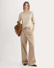 Cashmere Slim Crew Sweater | Heather Light Camel