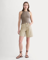 The Long A-Line Denim Short | Garment-Dyed Tan