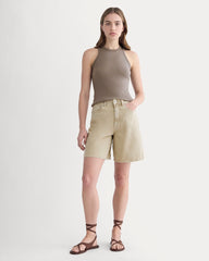 The Long A-Line Denim Short | Garment-Dyed Tan
