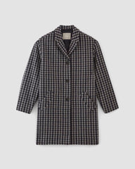 The Italian ReWool® Cocoon Coat | Grey / Charcoal / Navy Check