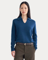 Cashmere Polo Sweater | Deep Lazuli Blue