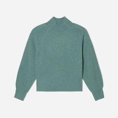 The Cashmere Ribbed Turtleneck | Heathered Dusty Aqua