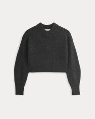 Cropped Cocoon Sweater in Alpaca | Heathered Black