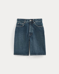 The Long A-Line Denim Short | Dark Indigo