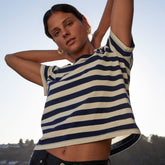 The Box-Cut Tee in Essential Cotton | Ocean Cavern / Canvas Tan | No Pocket