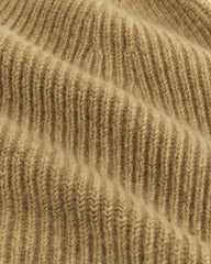 The Cashmere Ribbed Beanie | Dark Heathered Camel
