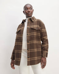The Italian ReWool® Oversized Shirt Jacket | Brown / Camel