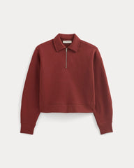 Luxe Fleece Zip Polo | Merlot