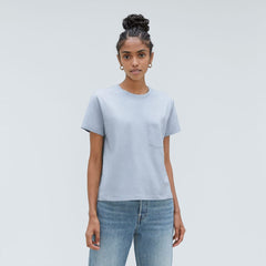 The Box-Cut Tee in Essential Cotton | Mist | Pocket