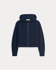 Full-Zip Hoodie in Wool Cashmere | Navy