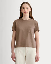 The Box-Cut Tee in Essential Cotton | Mocha | Pocket