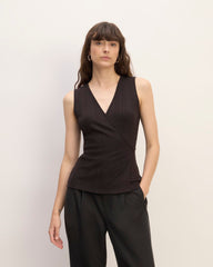 The Rib Wrap Top | Black