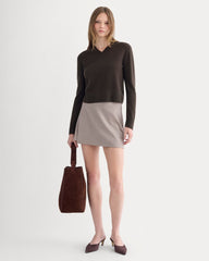 Cashmere Cropped High-V Sweater | Dark Chocolate