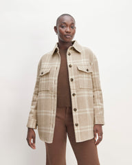 The Italian ReWool® Oversized Shirt Jacket | Taupe / Cream
