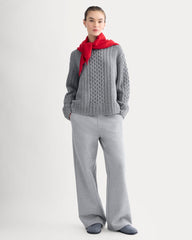 Cable Sweater in Luxe Merino | Heathered Mid-Grey