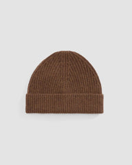 The Cashmere Fine Rib Beanie | Heather Cocoa