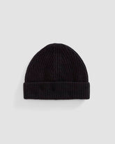The Cashmere Fine Rib Beanie | Black
