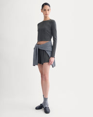 Lounge Rib Cropped Shirt | Heathered Soot