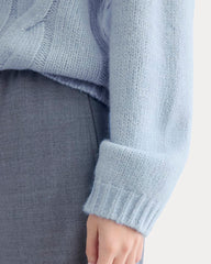 Cloud Cable V-Neck Sweater | Forever Blue