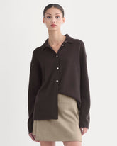 Cashmere Button-Up Shirt | Dark Chocolate