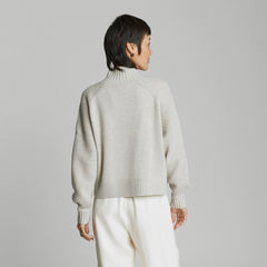 The Cashmere Ribbed Turtleneck | Pale Heathered Grey